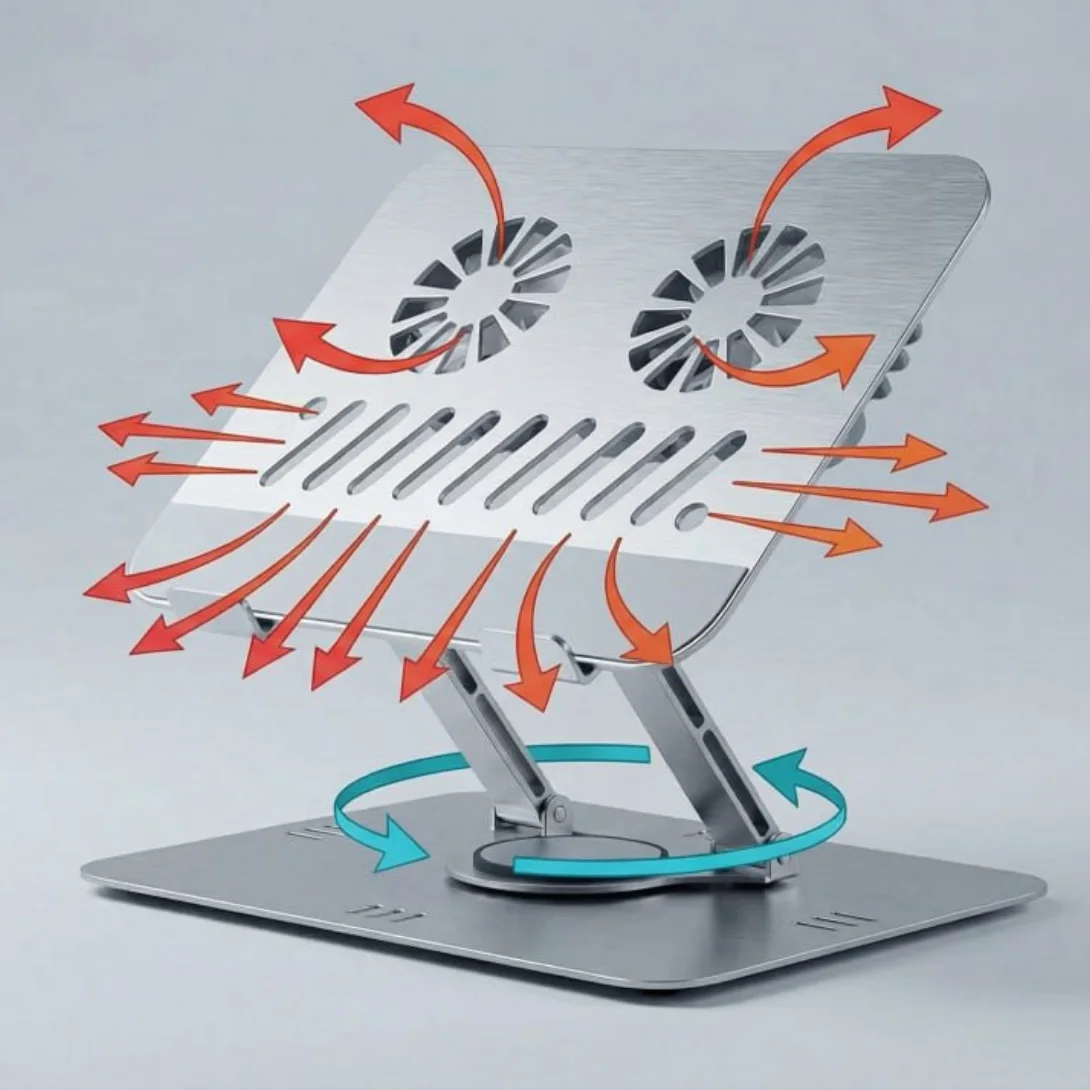 Support Ordinateur Portable Ventilé Aluminium