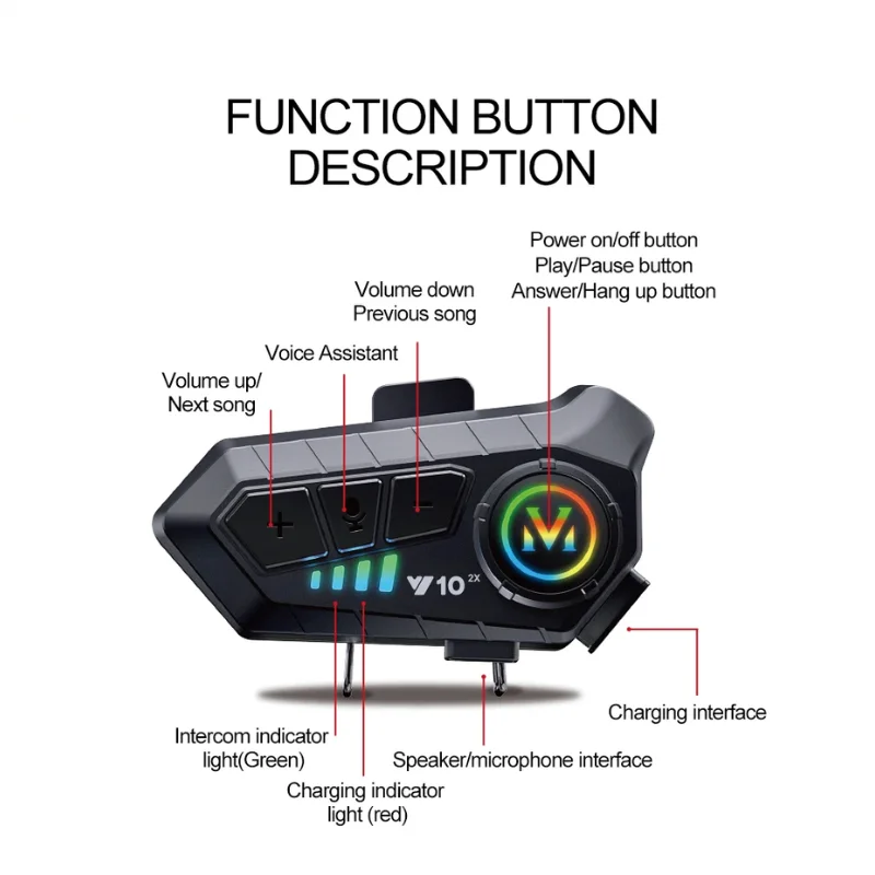 V10 Intercom Moto Casque Bluetooth