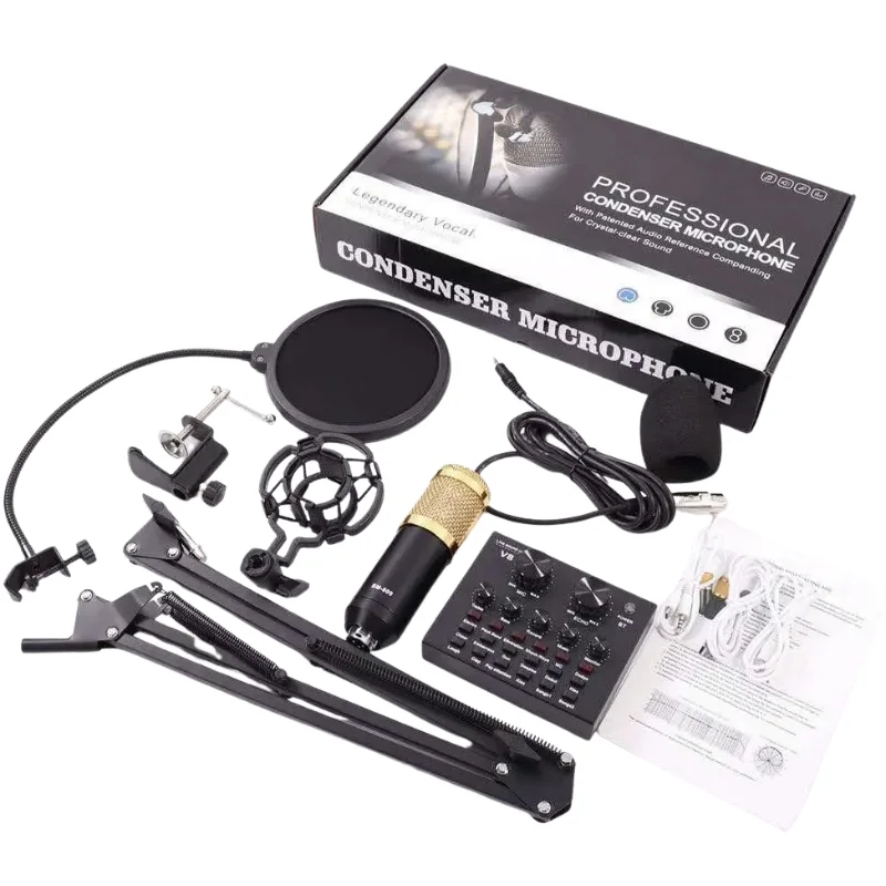 Kit Microphone Condensateur Studio BM-800 + V8