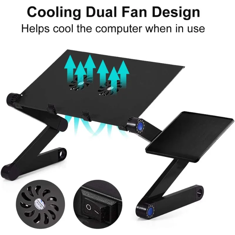 Support Ordinateur Portable Ventilé Réglable Aluminium