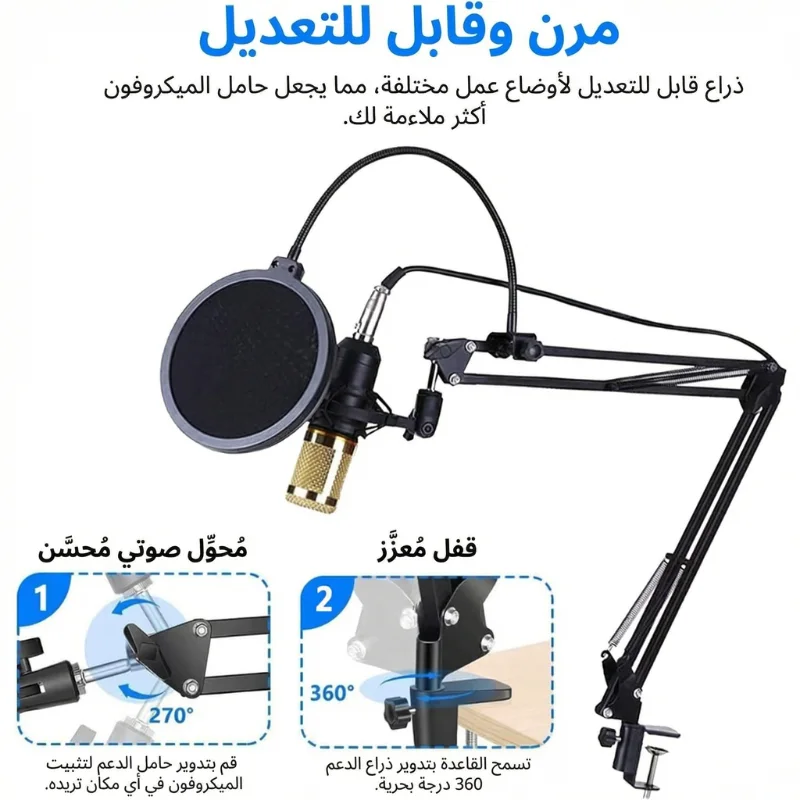 Kit Microphone Condensateur Studio BM-800 + V8