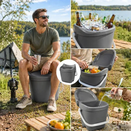 Glacière 3 en 1 ( glacière+ tabouret+ seau )