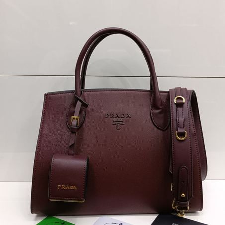 Sac PRADA Galleria en cuir saffiano "Marron''