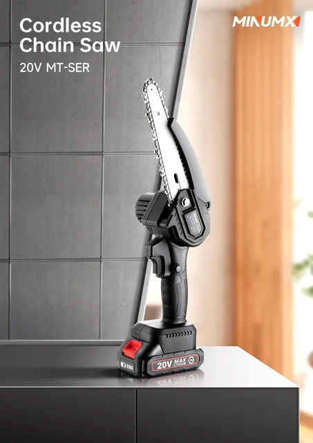 MINUMX-Mini tronçonneuse électrique sans fil, scie à élaguer sans balais, scie JOSaw portable, outil de calcul, coupe-bois, 20V, 6 po