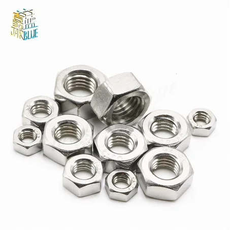 1/50/100 pièces A2 304 écrou hexagonal en acier inoxydable pour M1 M1.2 M1.4 M1.6 M2 M2.5 M3 M4 M5 M6 M8 M10 M12 M16 M20 M24 boulon à vis
