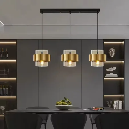 Lot de 3 pièces Suspesion Créative en Verre Métallique, Forme Cylindrique