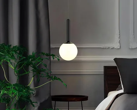 Suspension globe en verre opale style milieu du siècle