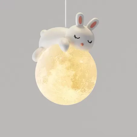 Lampes suspendues à LED pleine lune lapin