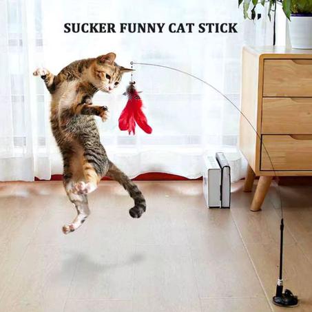 Juguete interactivo para gatos con forma de caña de pescar