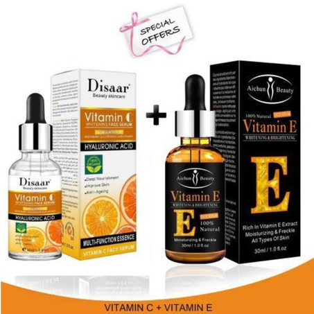 Disaar Ps> 2 Vitamine C Sérum d'acide Hyaluronique + Sérum Visage Anti-âge Vitamine E