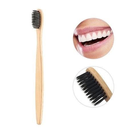 Brosses à dents en Bambou Naturel, 100% Biodégradable, Poils en charbon, Doux et Souples