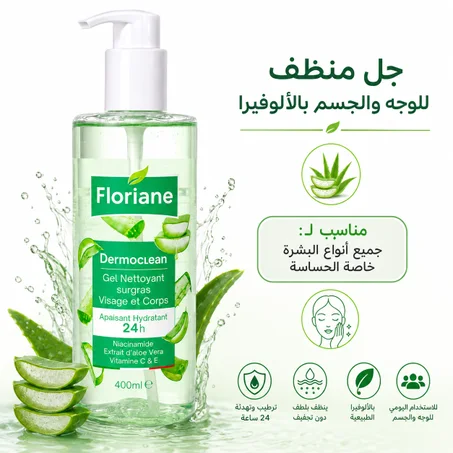 فلوريان ديرموكلين – جل منظف للوجه والجسم بالألوفيرا