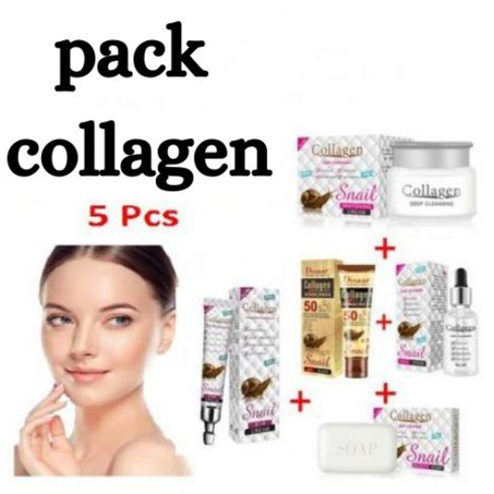 Collagen Pack Collagen Sunscreen + savon snail+ Collagen Snail Face Sérum + Collagen Snail Face crème+eye crème