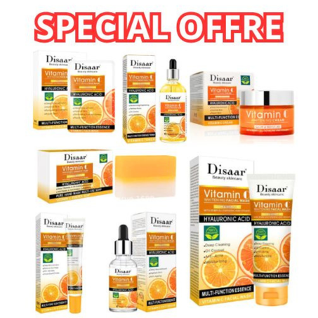 Disaar Pack soins visage à la vitamine C et acide hyaluronique, soins de la peau, éclaircissant, hydratant