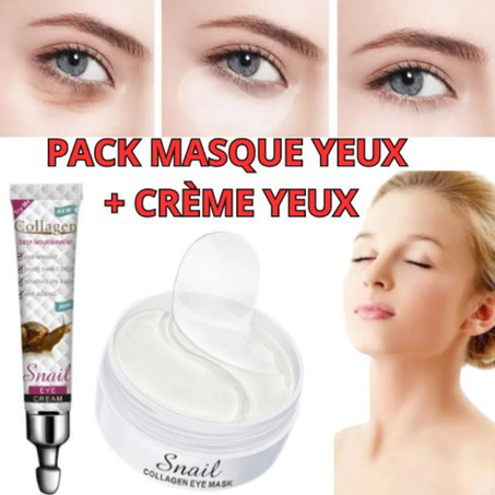 Snail Pack soins visage, nettoyant pour le visage,Crème yeux escargot,Masque pour les yeux en collagène d'escargot