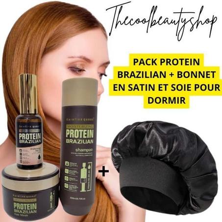 keratine queen pack protein brazilian + Bonnet en satin et soie pour dormir multicolors