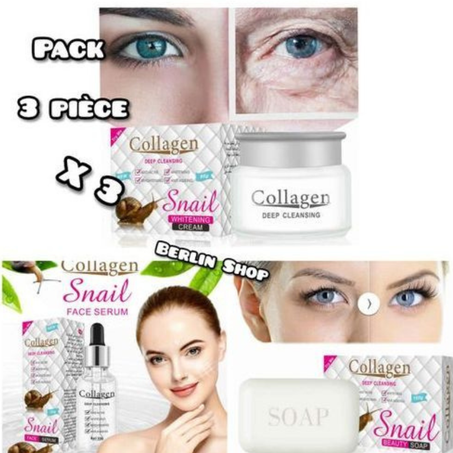 Snail Collagen pack 3 pièces collagen snail soap anti-age rides blanchiment de la peaux