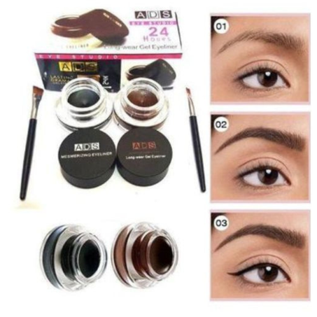 ADS BEAUTY Gel Eye liner et Gel à Sourcils - noir et marron 24 heures