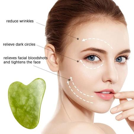 Pierre Naturel Gua Sha Jade, Outil de massage visage, anti-stress, relaxation, Grattoir Facial