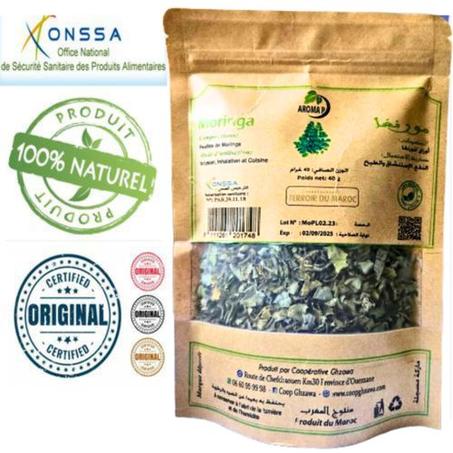 Feuilles du Moringa séchées, Antioxydante, Minceur, complément Alimentaire 40g