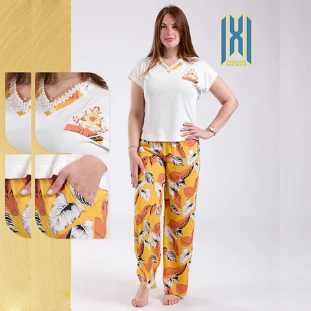 بجامة قطن فيسكوز سروال خيط