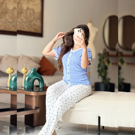 بجامة قطن فيسكوز بالدونتيل