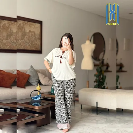 بجامة قطن فيسكوز سروال خيط