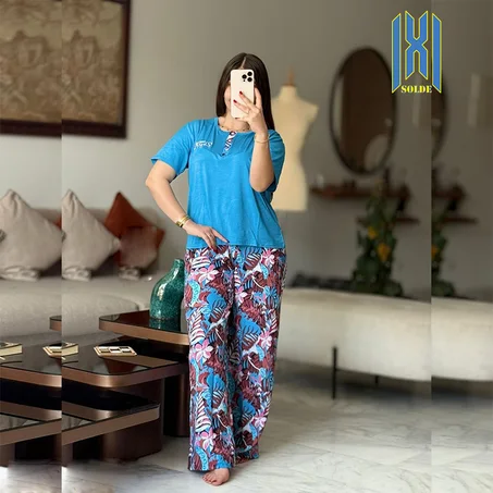 بجامة قطن فيسكوز سروال خيط