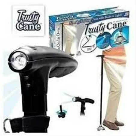 عكاز طبي بقاعدة رباعية مزود بمصباح