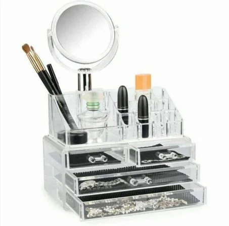 منظم ماكياج مع مرآة لمستحضرات التجميل..