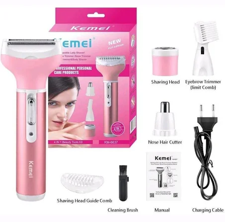 Kemei tondeuse de femmes sante et beauté KM-6637 Electric 4 in 1 Rechargeable