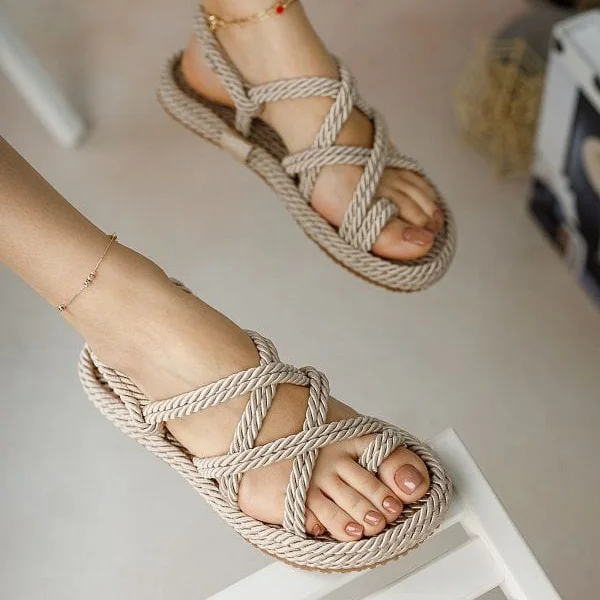 Sandales d'été en corde, élégantes et confortables pour femmes (REF-004)