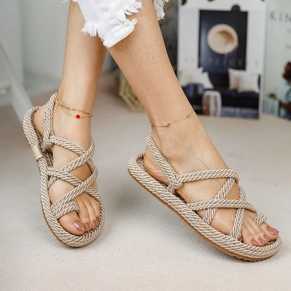 Sandales d'été en corde, élégantes et confortables pour femmes (REF-004)