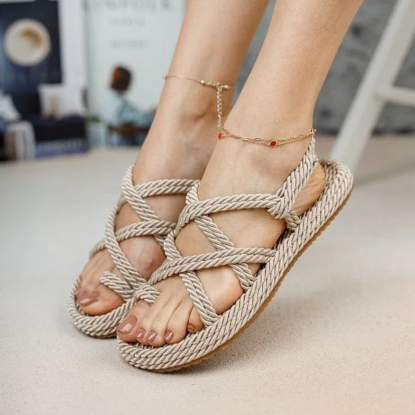 Sandales d'été en corde, élégantes et confortables pour femmes (REF-004)