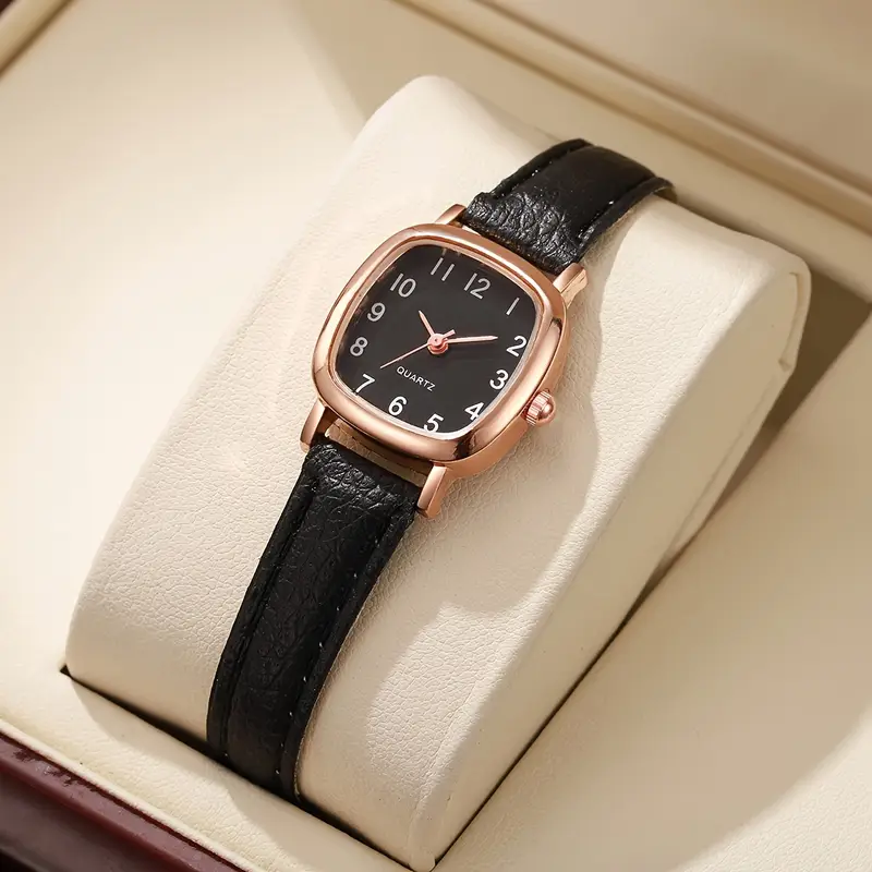 Montre femme élégante – Cadran rectangulaire noir