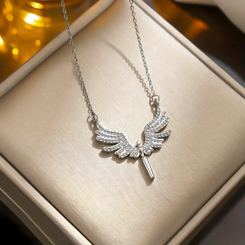 Pendentif ailes d’ange femme – Argent avec zircone