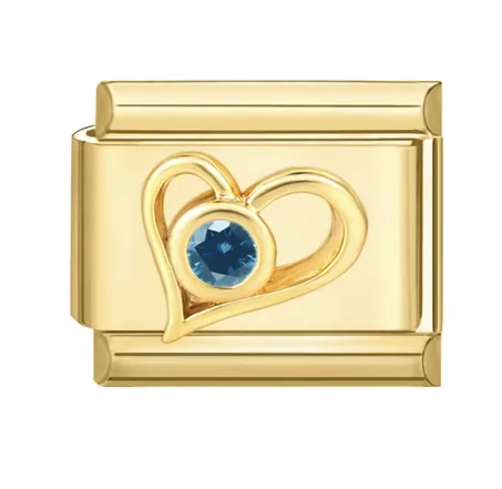 Gold blue crystal heart