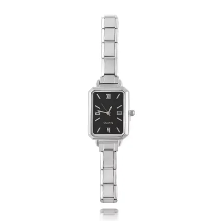 Silver & Black rectangle watch
