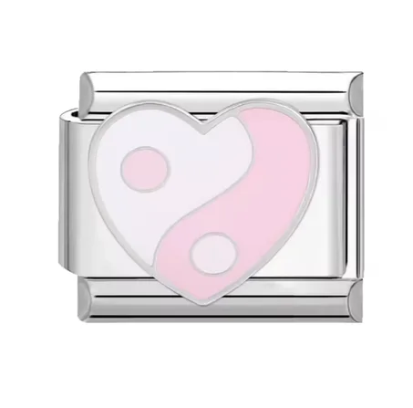 Pink & White yin yang heart