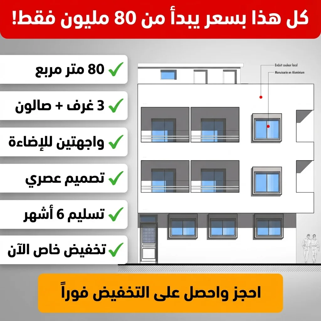 تلات شقق في مشروع تجزئة تمزارت و واجهتين