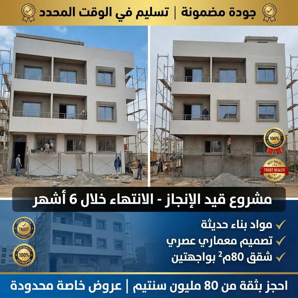 تلات شقق في مشروع تجزئة تمزارت و واجهتين