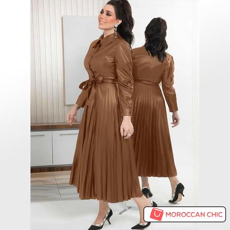 Robe cuir plies avec ceinture