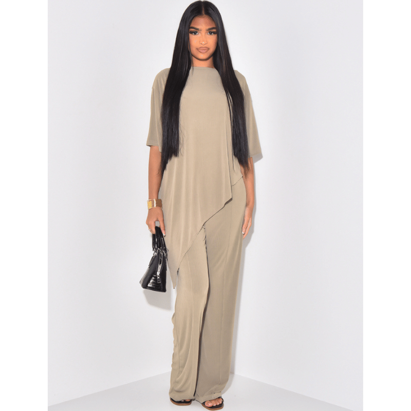 Ensemble chic pantalon et top asymétrique