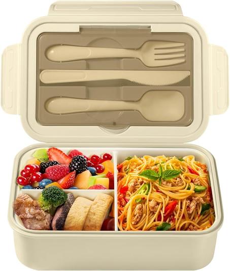 Diboniur Lunch Box, Bento Lunch Box Enfant Adulte Boîte 1400 ml avec 3 Compartiments