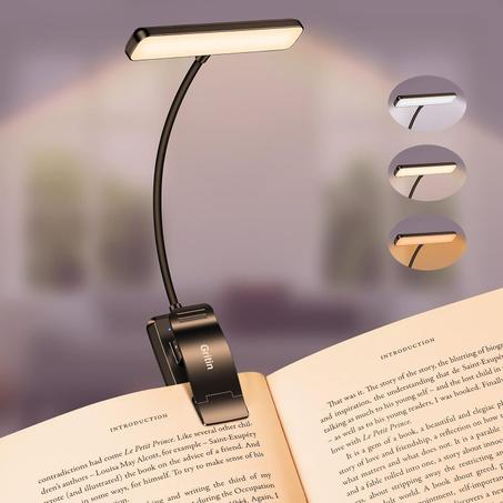 Gritin Lampe de Lecture 19 LED, Liseuse Clip Rechargeable