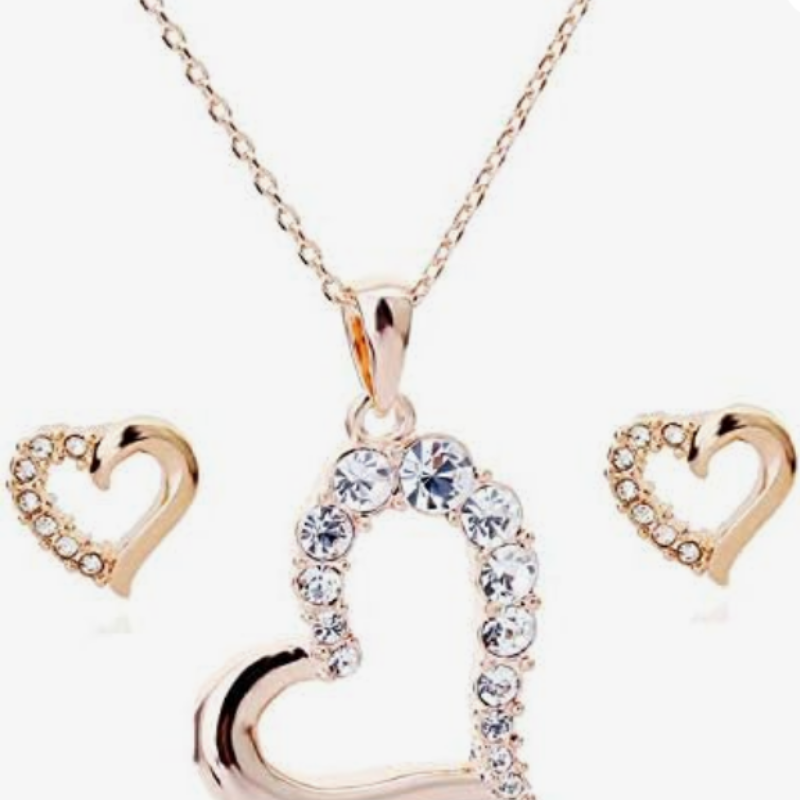 FASHION HEART & NECKLACE GOLD
