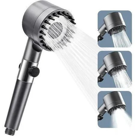 مجموعة رأس دش يدوي عالي الضغط، مفتاح بزر واحد، 3 أوضاع للتدليك والجمال البشرة، رشاش رأس دش مع فلتر