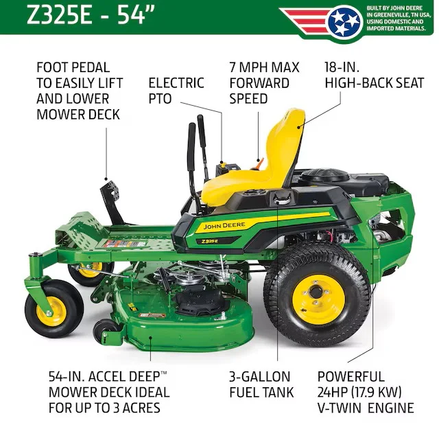 John Deere Z325E ZTrak 54-in 24 -HP V-twin Gas Zero-turn Riding Lawn Mower