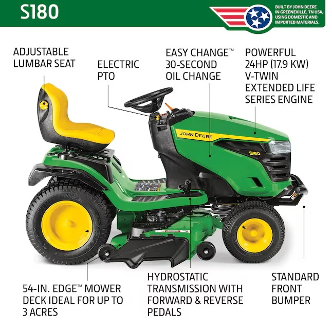 John Deere S180 54-in 24 -HP V-twin Gas Riding lawn mower