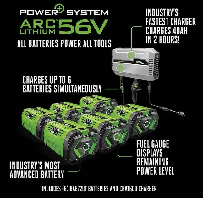 EGO POWER+ Z6 52-in 56-volt Lithium ion Electric Zero-turn riding lawn mower with ( 6 ) 12 Ah Batteries ( Charger Included )